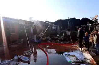 Defne'de Depremzede Konteynerleri Yandı